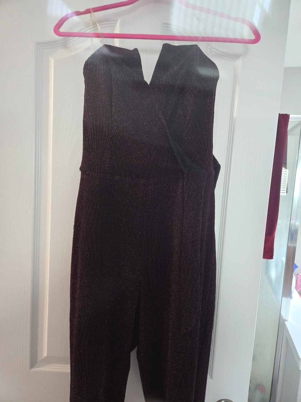 Trixxi Strapless Sparkle Romper in Plum